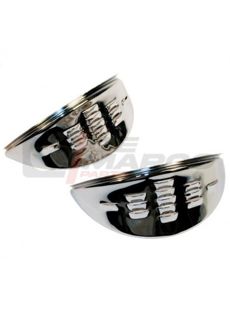 Eyebrows chrome with louvers for Beetle, Super Beetle, Thing, Bus T2, Golf 1, Karmann Ghia