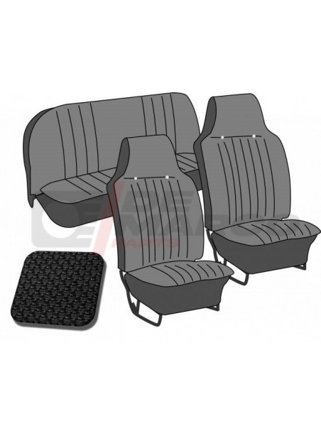 Set seat covers ''basket weave'' black, with integrated wide headrest for convertible Beetle from 08/1968 to 07/1969