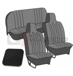 Set seat covers ''basket weave'' black, with integrated tight headrest for convertible 1302 and Beetle from 08/1969 to 07/1972