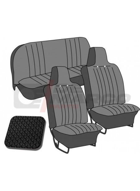 Set seat covers ''basket weave'' black, with integrated tight headrest for convertible 1302 and Beetle from 08/1969 to 07/1972