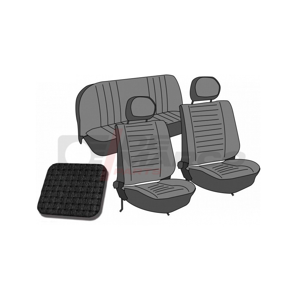 Set rivestimenti sedili neri ''square weave'' per Cabrio Maggiolone 1303 dal 08/1976 al 07/1979 Set rivestimenti sedili neri ''square weave'' per Cabrio Maggiolone 1303 dal 08/1976 al 07/1979