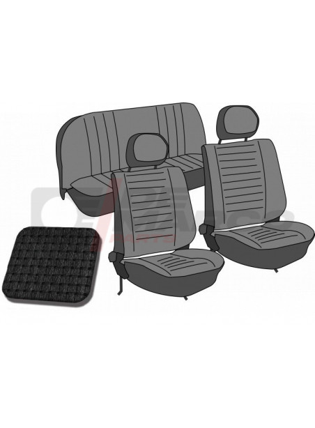 Set seat covers ''square weave'' black, for convertible Super Beetle 1303 from 08/1976 to 07/1979