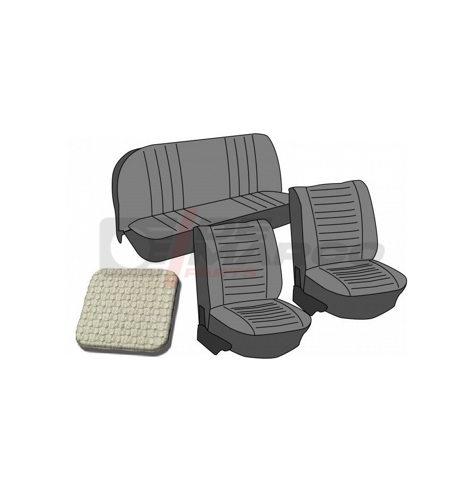 Set rivestimenti sedili off white ''basket weave'' per Berlina Maggiolone 1303 e Maggiolino dal 08/1973 al 07/1976 Set rivestimenti sedili off white ''basket weave'' per Berlina Maggiolone 1303 e Maggiolino dal 08/1973 al 07/1976