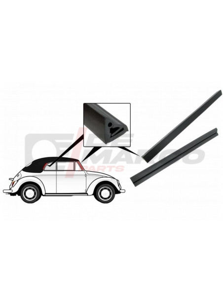 Seals door to window pillar and rear topframe as pair for Cabrio Beetle and Super Beetle 1302/1303 (Top Quality)