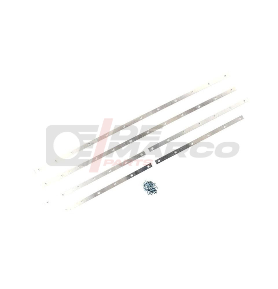 Set aste in alluminio (6pz) per fissaggio guarnizioni laterali battuta capote per Cabrio Maggiolone 1302 dal 08/1971 al 07/1972 Set aste in alluminio (6pz) per fissaggio guarnizioni laterali battuta capote per Cabrio Maggiolone 1302 dal 08/1971 al 07/1972