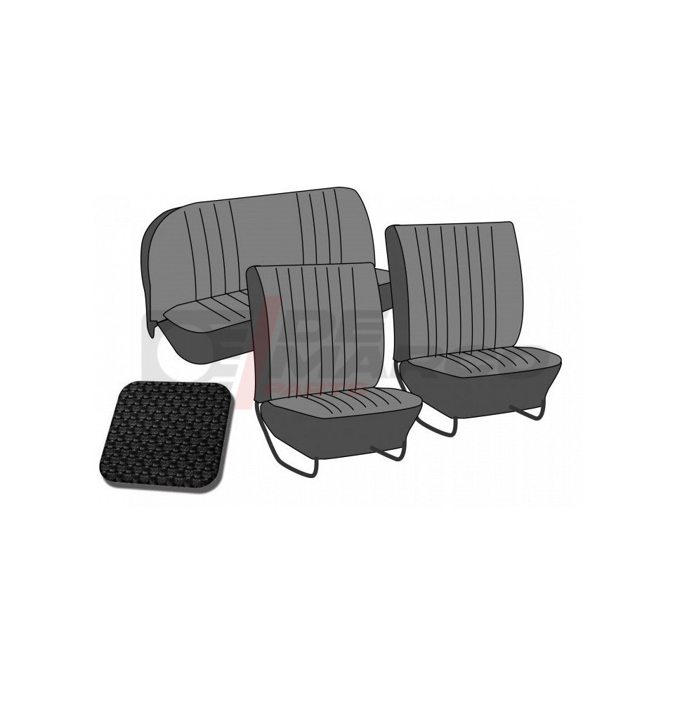 Set seat covers ''basket weave'' black, for convertible Super Beetle 1303 from 08/1972 to 07/1973