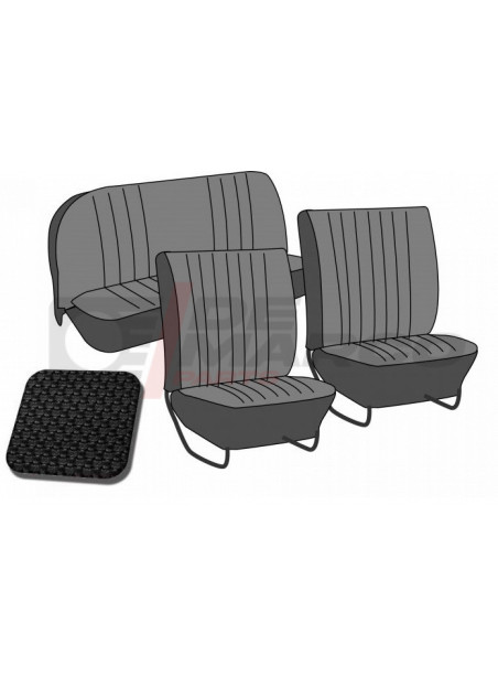 Set seat covers ''basket weave'' black, for convertible Super Beetle 1303 from 08/1972 to 07/1973