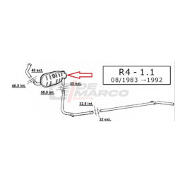 Exhaust silencer in front R4 1108cc, R4 F4, R4 F6