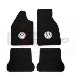 Black Carpet Set (4pcs) with cutting logo, for Beetle, Super Beetle, Buggy (Top Quality)