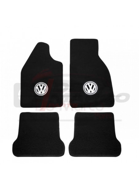 Black Carpet Set (4pcs) with cutting logo, for Beetle, Super Beetle, Buggy (Top Quality)