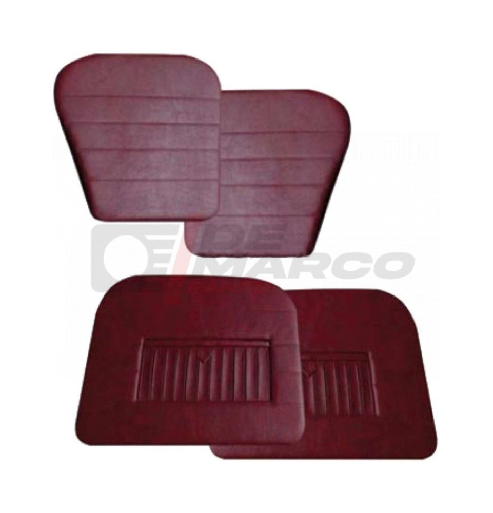 Set pannelli porte con tasche in vinile rosso bordeaux Renault Dauphine