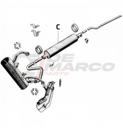 Tubo marmitta centrale ''sigaro'' per Citroen 2CV, Dyane, Mehari, Ami 6/8