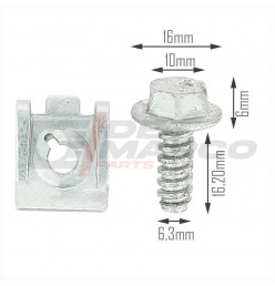 Body fixing screw with clip for Renault 4