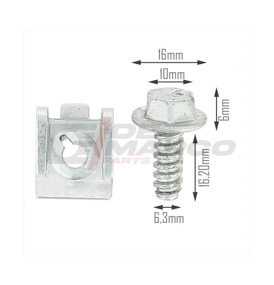 Body fixing screw with clip for Renault 4
