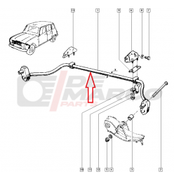 Front anti roll bar 12mm galvanized, Renault 4 R4, R6