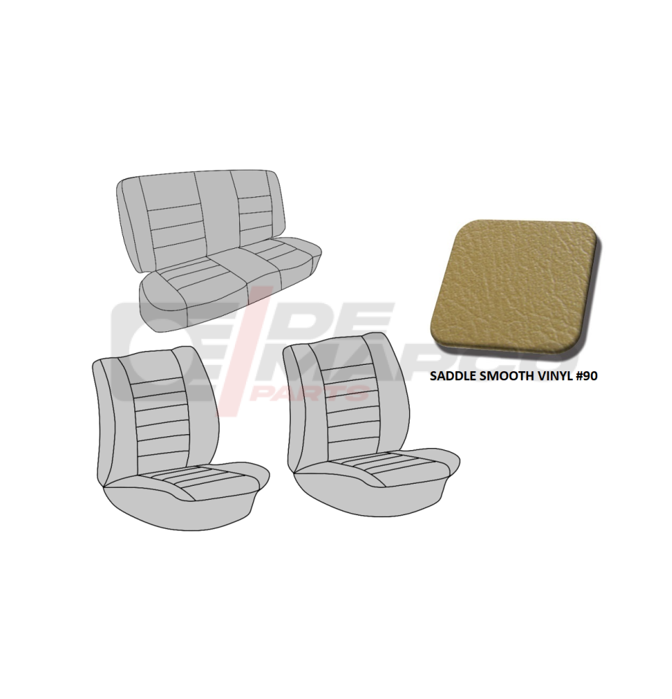 Set rivestimenti sedili sabbia ''smooth vinyl'' per Cabrio Maggiolone 1303 dal 08/1973 al 07/1976 Set rivestimenti sedili sabbia ''smooth vinyl'' per Cabrio Maggiolone 1303 dal 08/1973 al 07/1976
