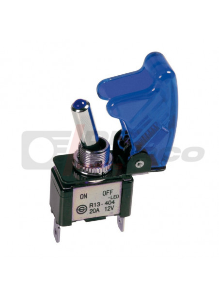 Racing toggle switch with blue led light and safety cover colour matching