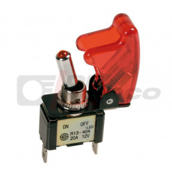 Racing toggle switch with red led light and safety cover colour matching