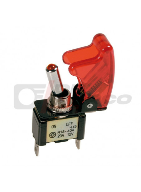 Racing toggle switch with red led light and safety cover colour matching