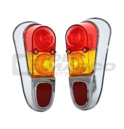 pair of rear light gems colored red and orange for vintage renault 4 cars