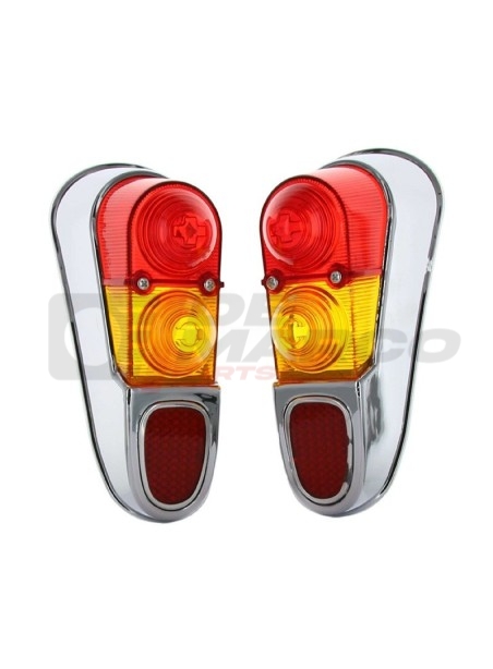 pair of rear light gems colored red and orange for vintage renault 4 cars