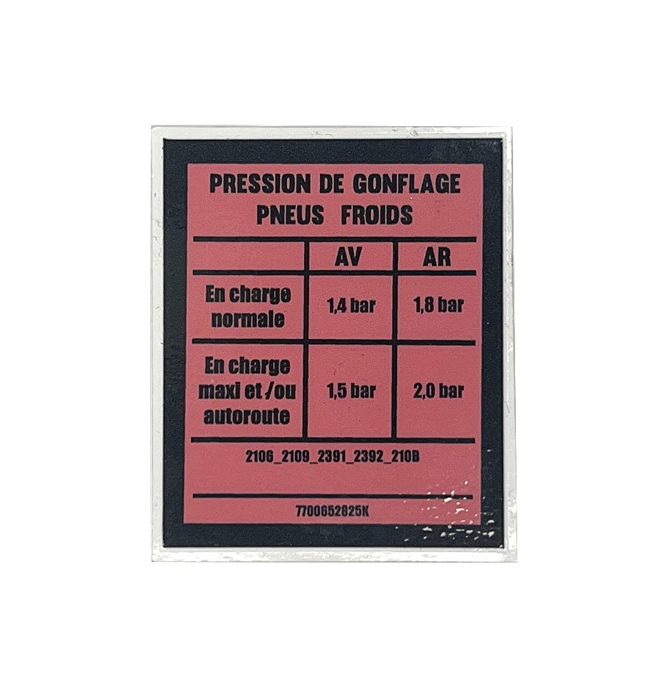 Pegatina de presión de neumáticos para Renault 4 F4 (furgoneta)