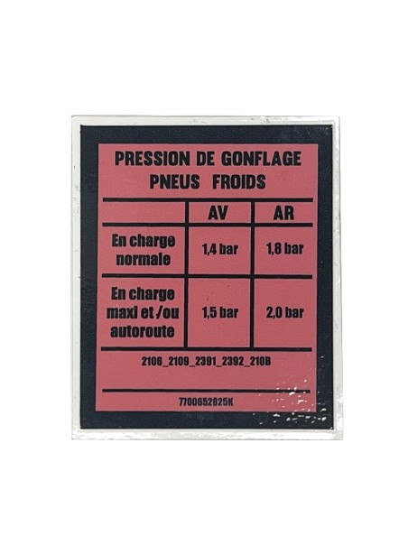 Adesivo pressione pneumatici Renault 4 F4 (Furgonetta)