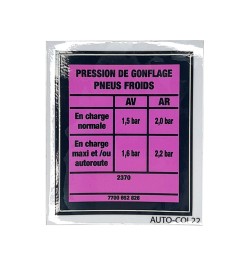 Pegatina de presión de neumáticos para Renault 4 F6 (furgoneta)