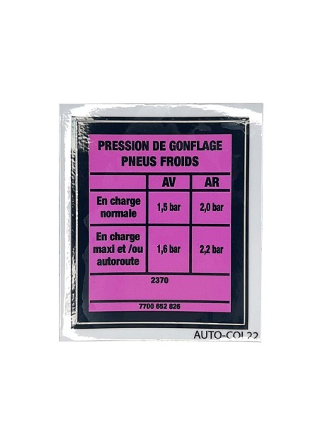 Pegatina de presión de neumáticos para Renault 4 F6 (furgoneta)