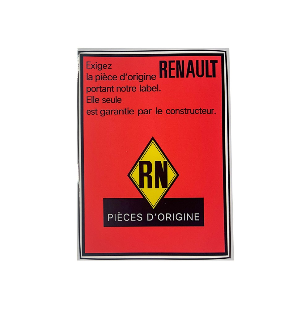 Adesivo Renault EXIGEZ LA PIÈCE D'ORIGINE per auto d'epoca Adesivo Renault EXIGEZ LA PIÈCE D'ORIGINE per auto d'epoca