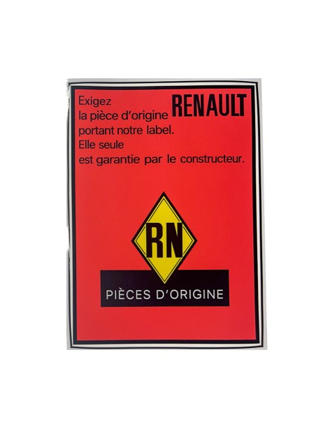 Adesivo Renault EXIGEZ LA PIÈCE D'ORIGINE per auto d'epoca