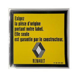 Adesivo Renault EXIGEZ LA PIÈCE D'ORIGINE per auto d'epoca Renault