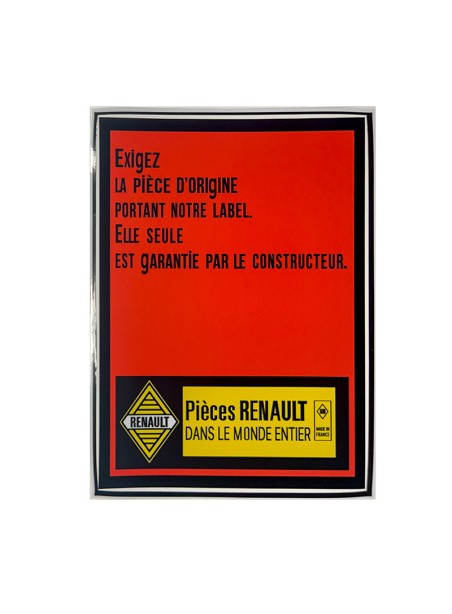 Adhesivo Renault EXIGEZ LA PIÈCE D'ORIGINE para compartimento motor y carrocería