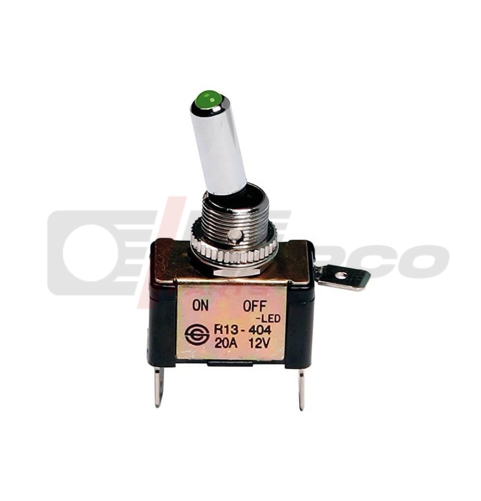 interruptor de palanca con luz LED verde