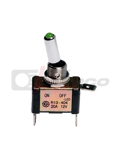 interruptor de palanca con luz LED verde