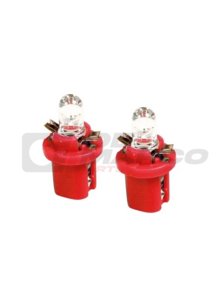 Pair of 12V red LED bulbs for dashboard on Renault 4 and Renault 5