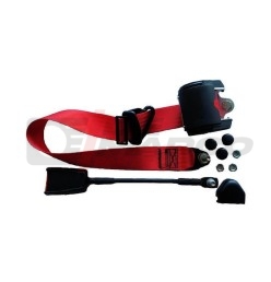 Set of automatic red seat belts for vintage vehicles