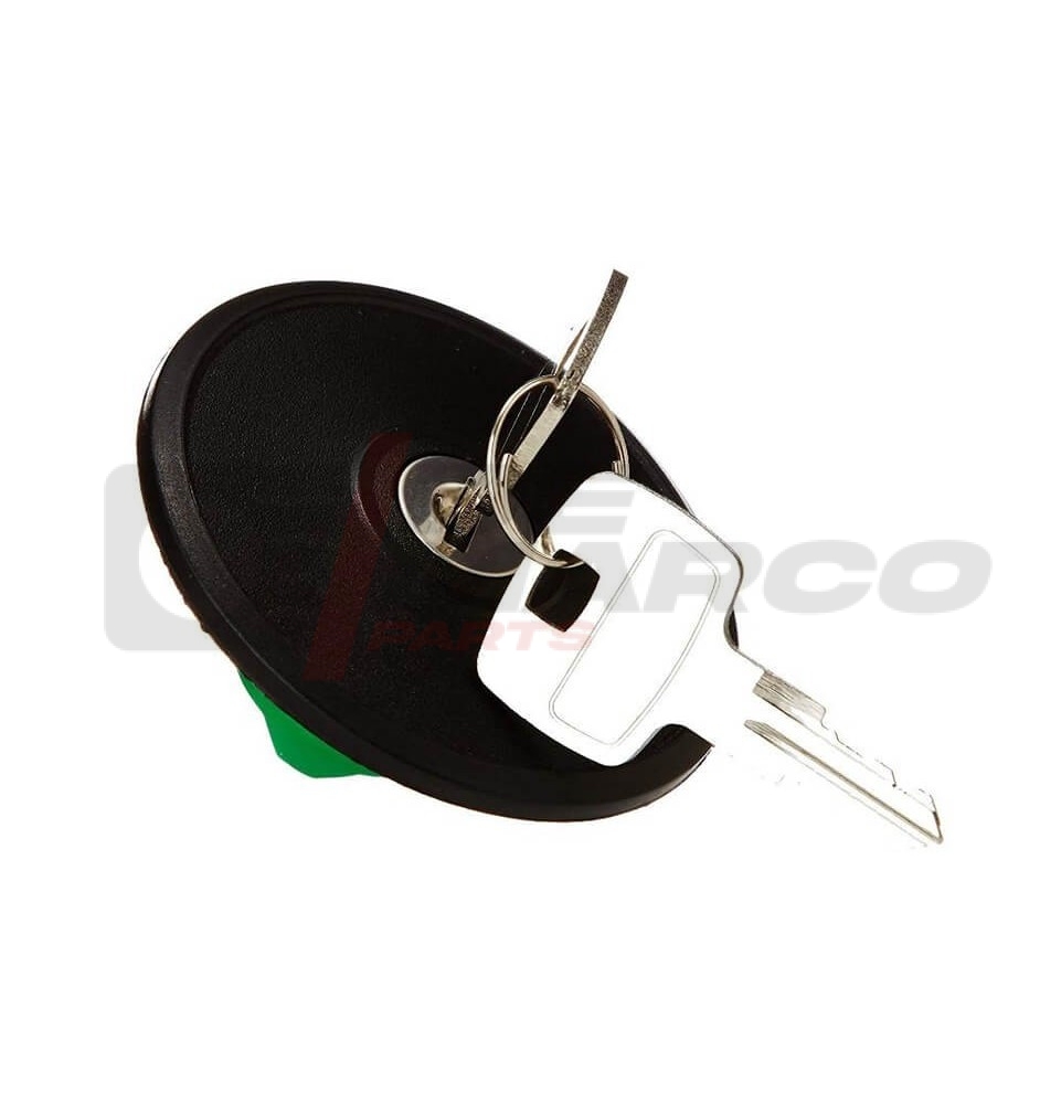 Tapón de depósito negro con llave para Renault 4, R5, R6, Dauphine, R8...
