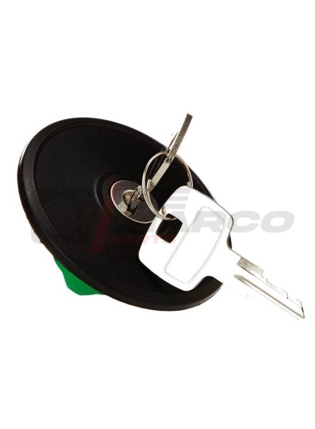 Tapón de depósito negro con llave para Renault 4, R5, R6, Dauphine, R8...