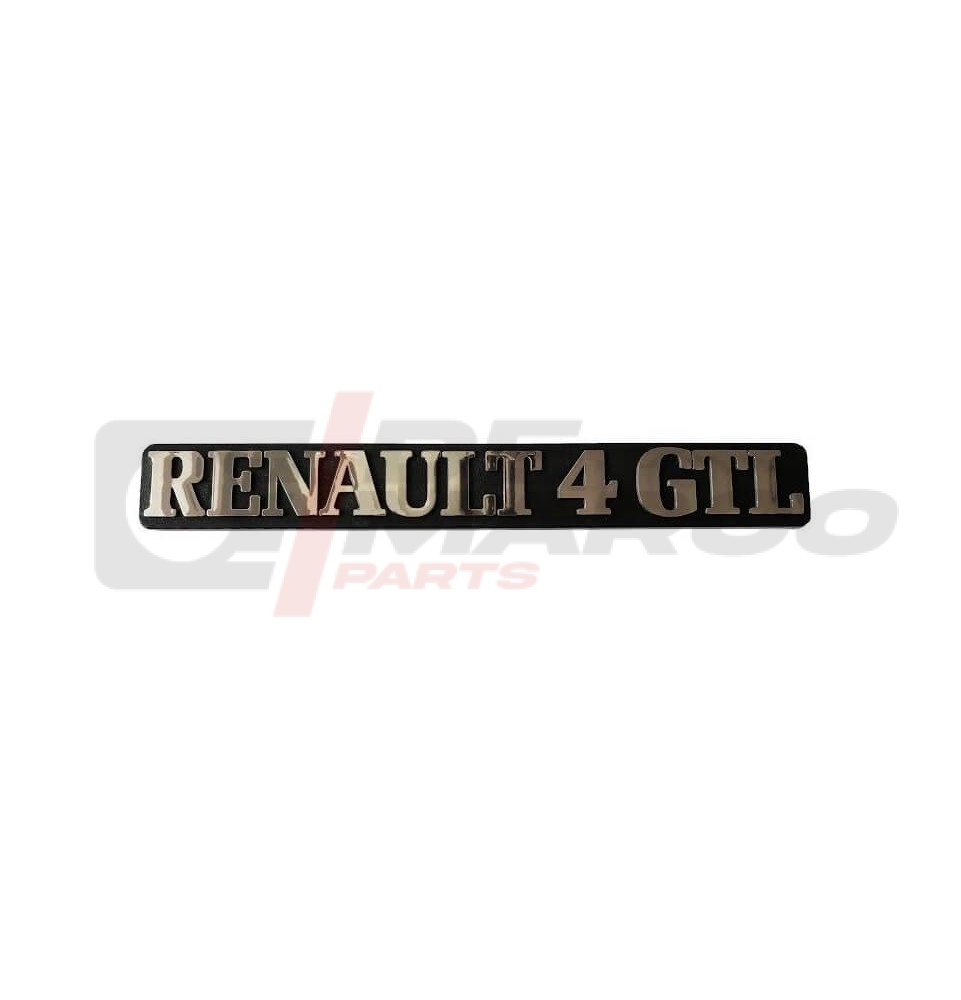 Scritta RENAULT 4 GTL cromata con base in plastica nera