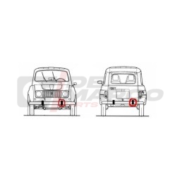 Bumper overrider for in front on the left+rear on the right Renault 4 (1 item)