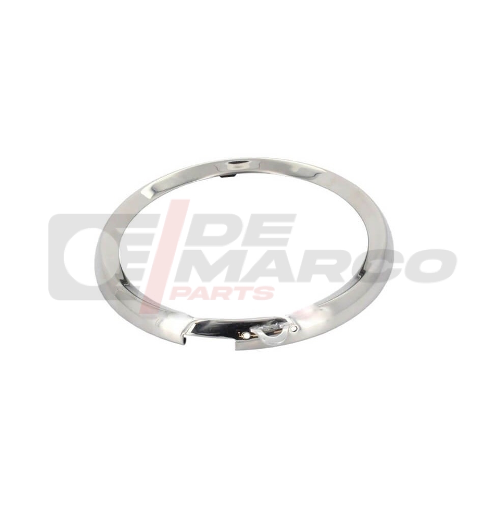 Stainless steel headlight rim ring for Renault 4 first series, model with slot, external adjustment.