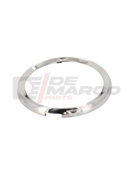 Stainless steel headlight rim ring for Renault 4 first series, model with slot, external adjustment.