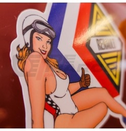 Pegatina pin-up con el logotipo de Renault, detalle
