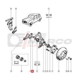 Cutaway view of the half-axle stop ring on vintage Renault vehicles in brass