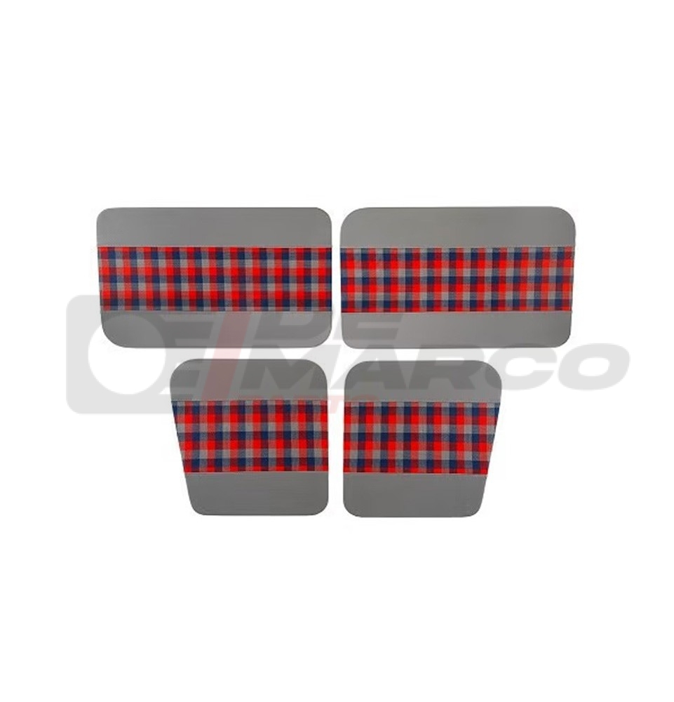 Juego de 4 paneles de puerta a cuadros gris-rojo-azul, Renault 4