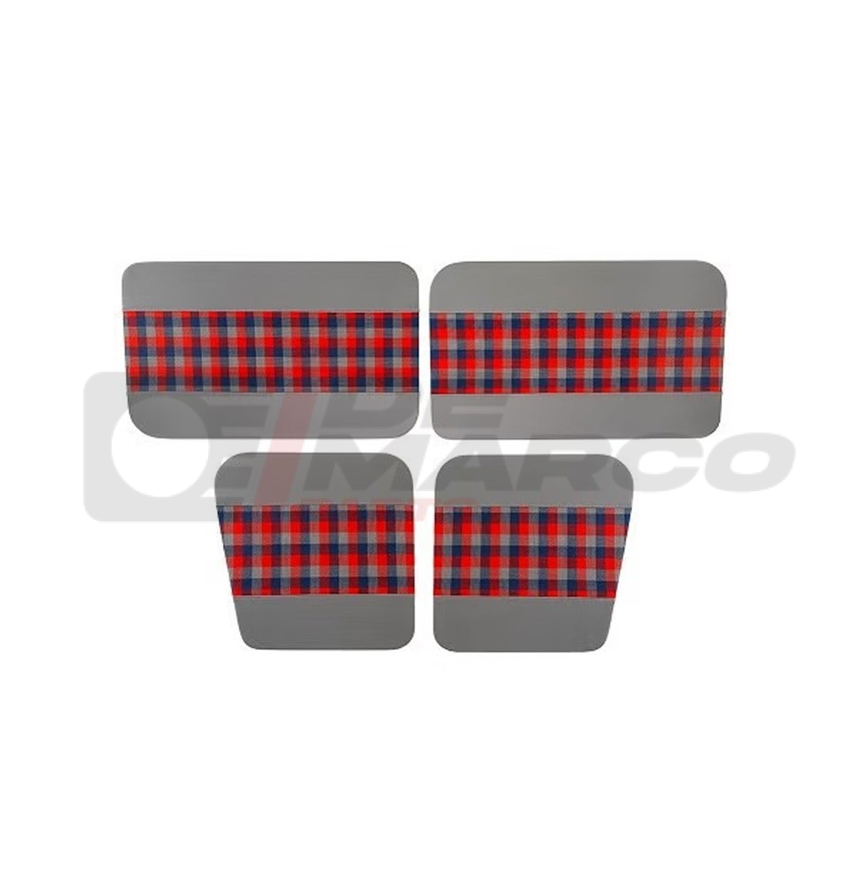 Set 4 pannelli porte "scozzese" grigio-rosso-blu, Renault 4