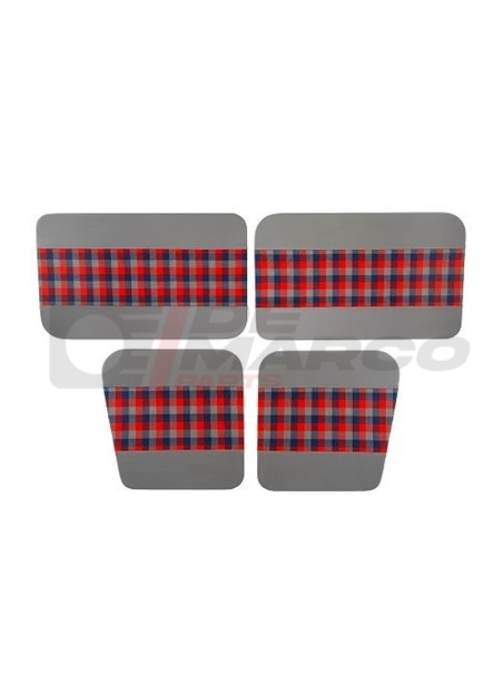 Juego de 4 paneles de puerta a cuadros gris-rojo-azul, Renault 4