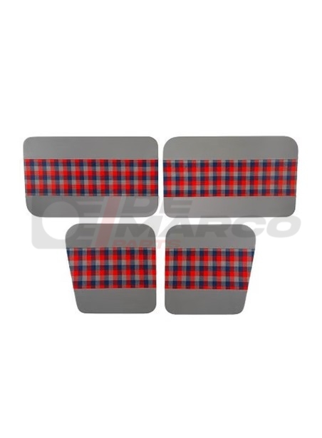 Set 4 pannelli porte "scozzese" grigio-rosso-blu, Renault 4