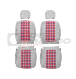 Juego de fundas de asiento "Tartan" en gris, rojo y azul para Renault 4 hasta 1980
